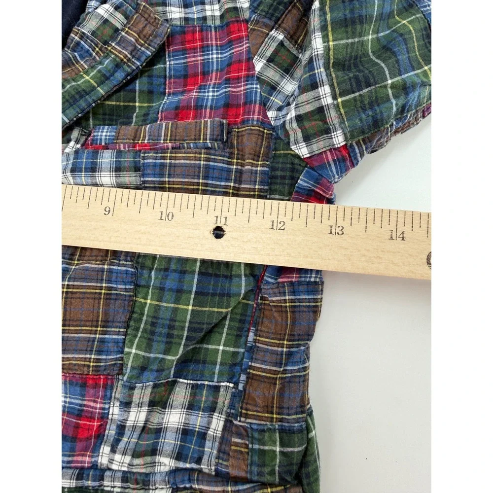Gap Patchwork Blazer Boys 5T Red Blue Green Plaid Corduroy Elbow Patches Preppy